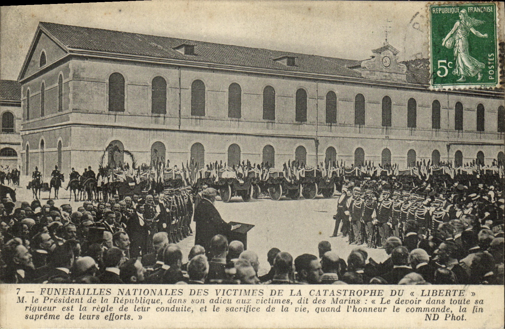 VINTAGE POSTCARD Boat Catastrophe of Freedom Toulon Mr  the President of the Republic