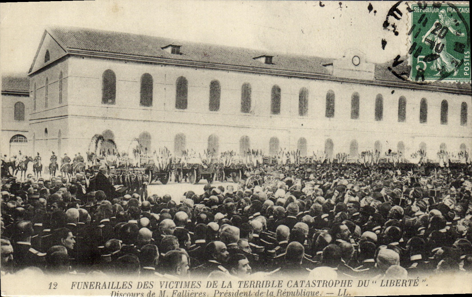 VINTAGE POSTCARD Boat Catastrophe of Freedom Toulon Speech of Mr  Fallieres president of the Republic