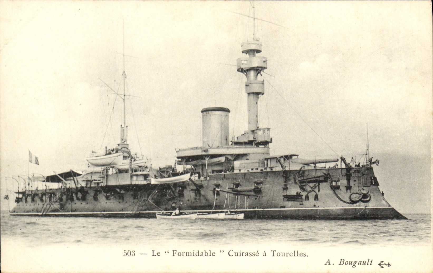 El barco de la POSTAL de la VENDIMIA la armadura formidable tiene torrecillas