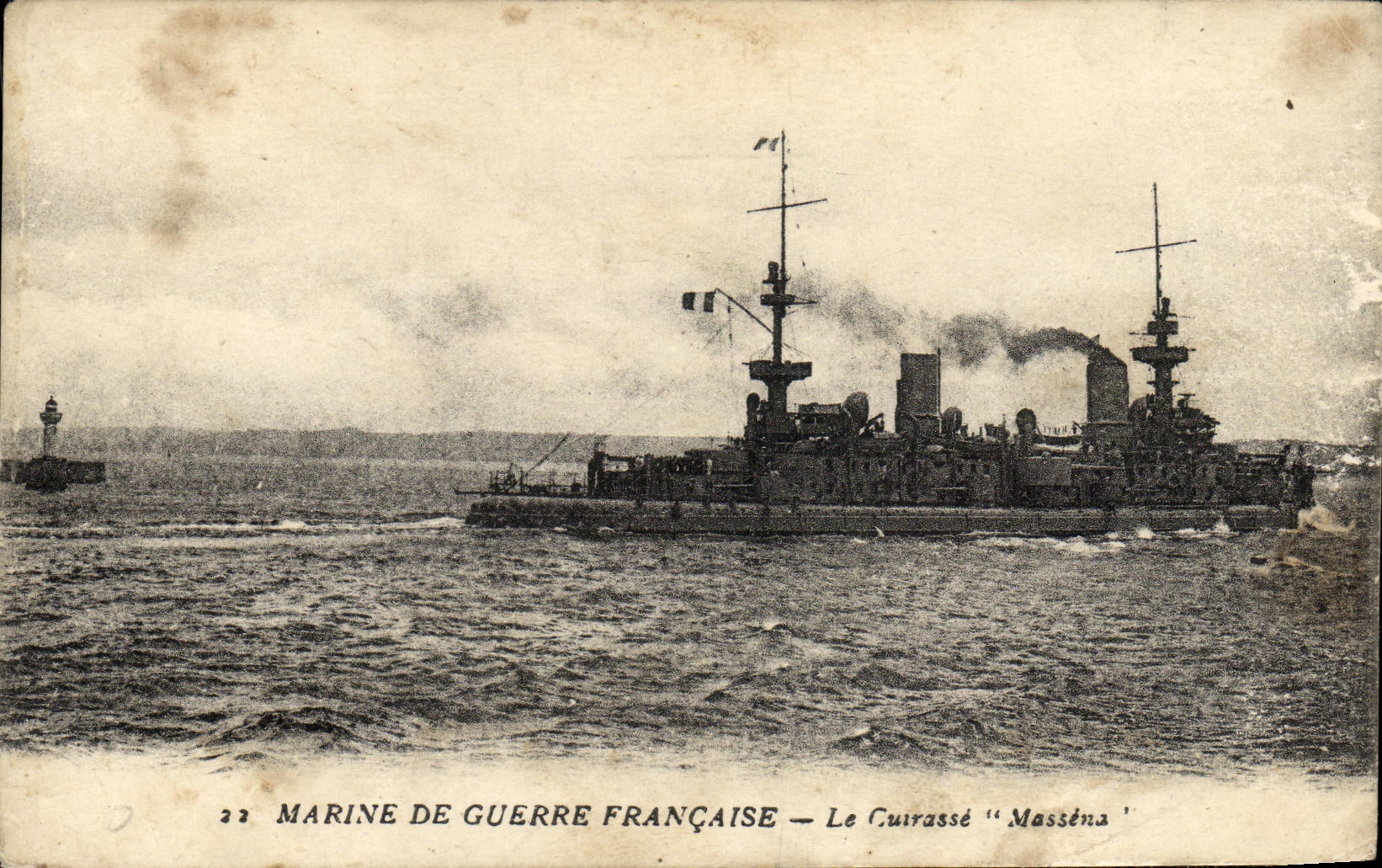 VINTAGE POSTCARD Bateau Massena Armours D Cuirasse squadron