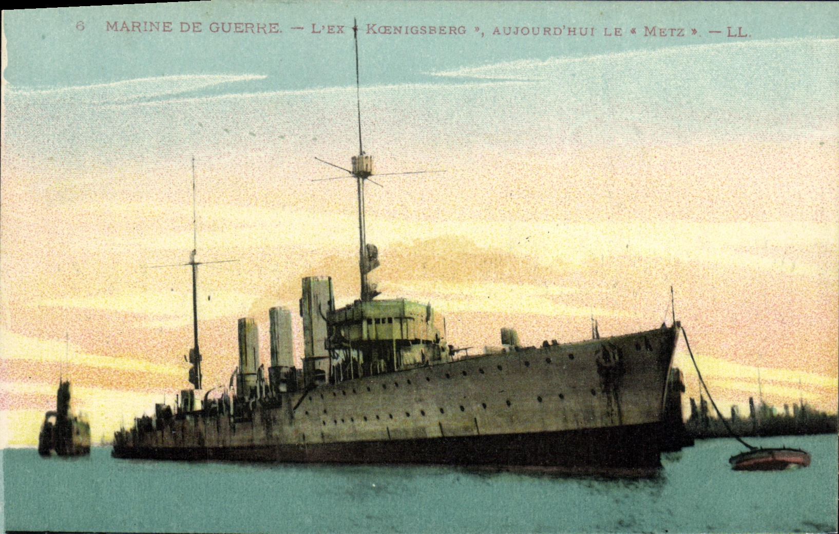 VINTAGE POSTCARD Boat Navy L ex Koenigsberg aujourd today Metz