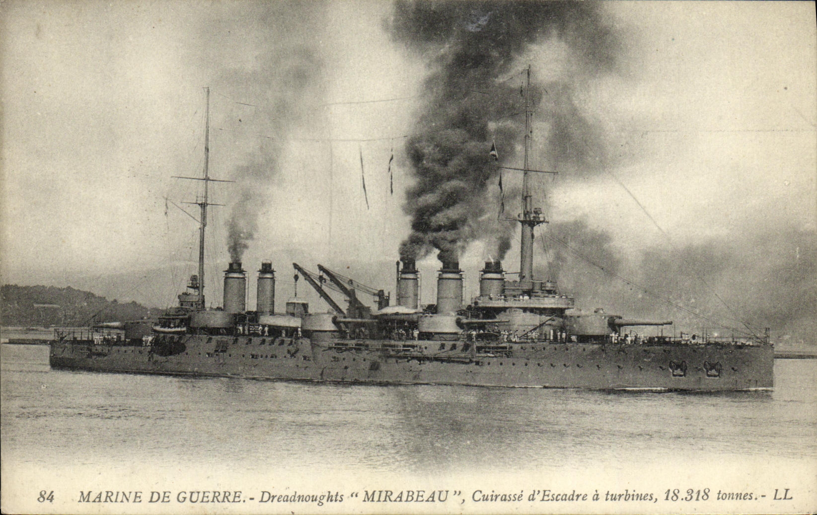 VINTAGE POSTCARD Bateau Dreadnooughts Armours Cruiser of 1st Mirabeau class