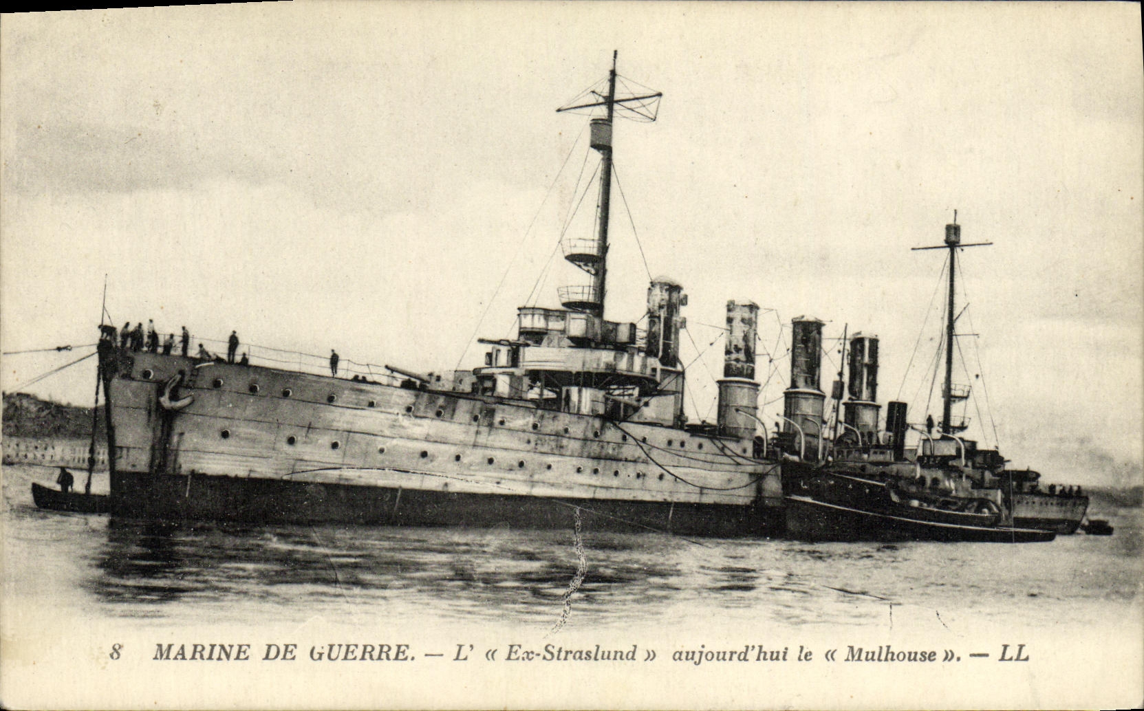 VINTAGE POSTCARD Boat L Ex Straslund aujourd today Mulhouse