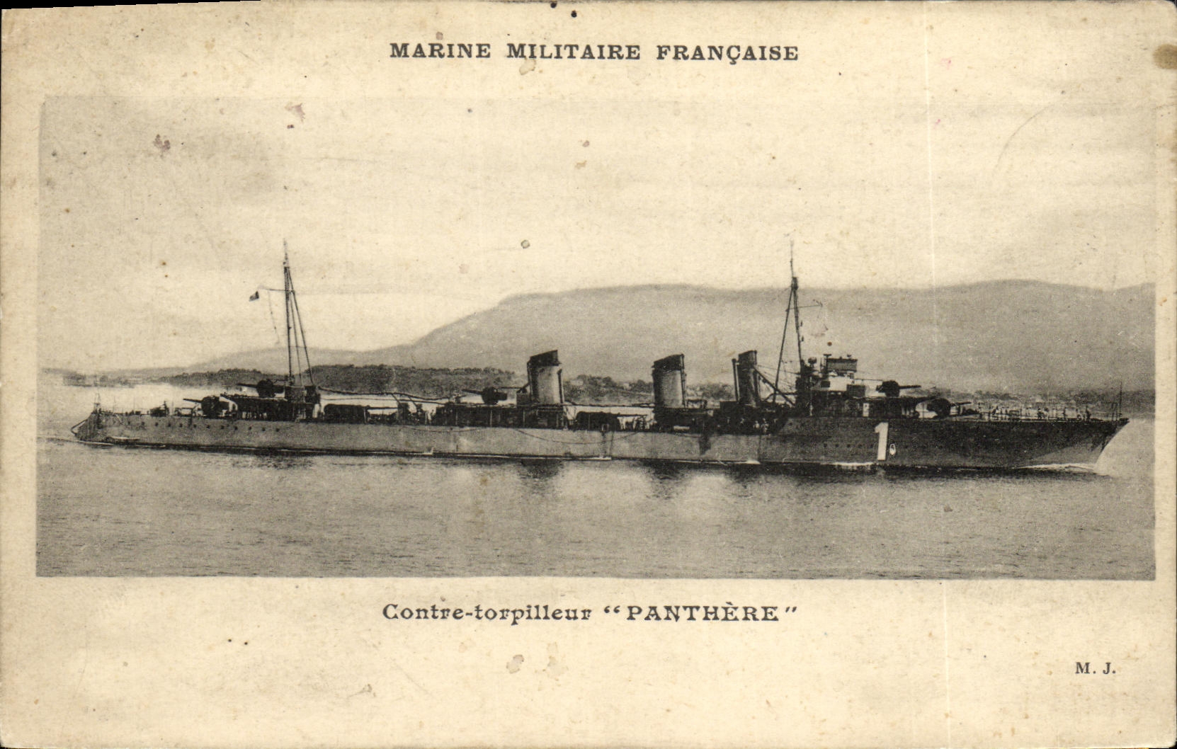 VINTAGE POSTCARD Boat Against destroyer panther