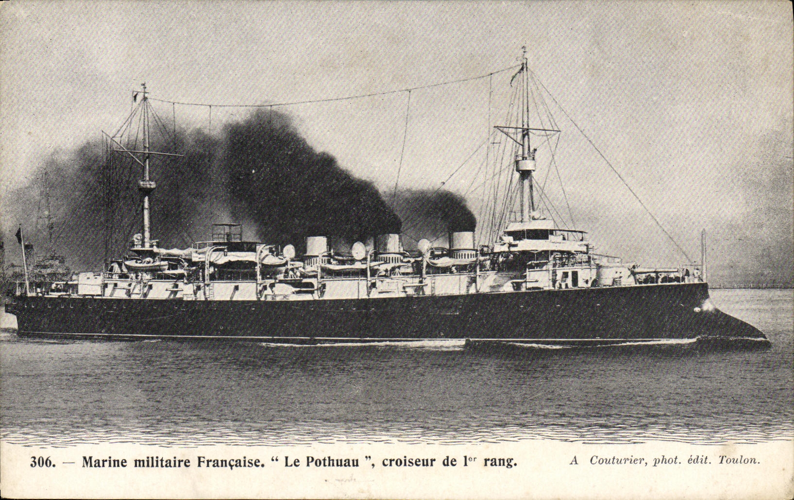 VINTAGE POSTCARD Boat War Pothuau Cruiser of 1st rank