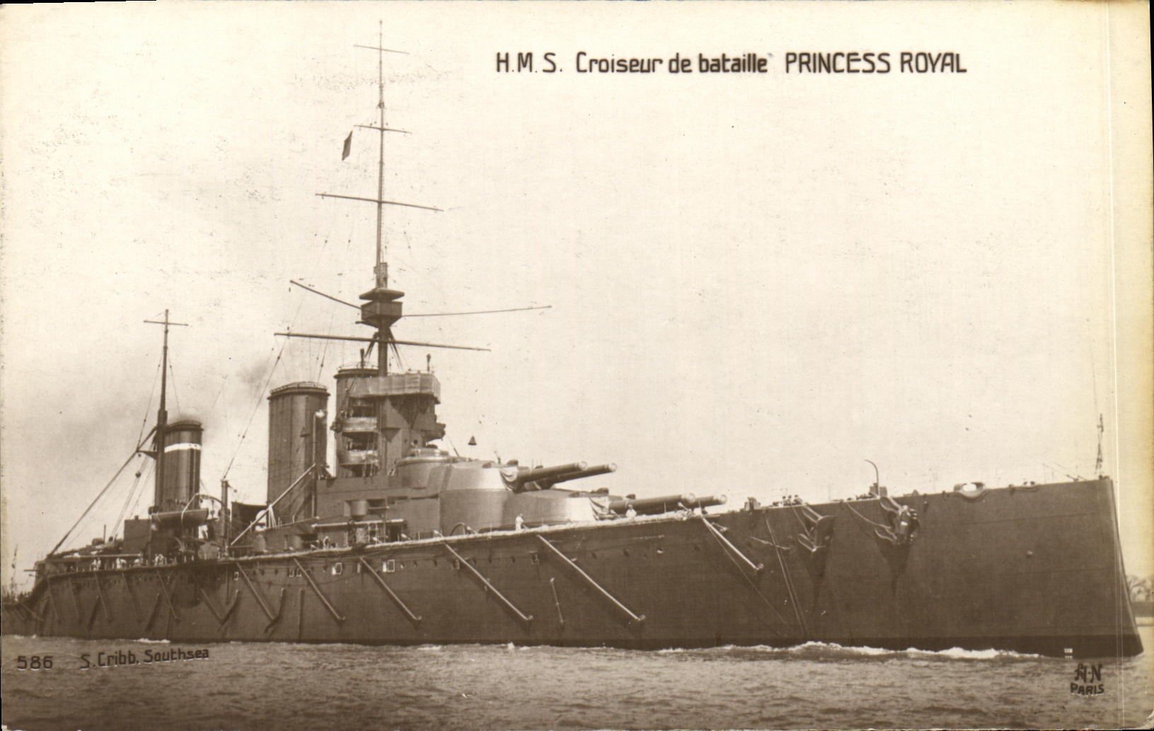 VINTAGE POSTCARD Boat War HMS Cruiser of Royal Princess battle