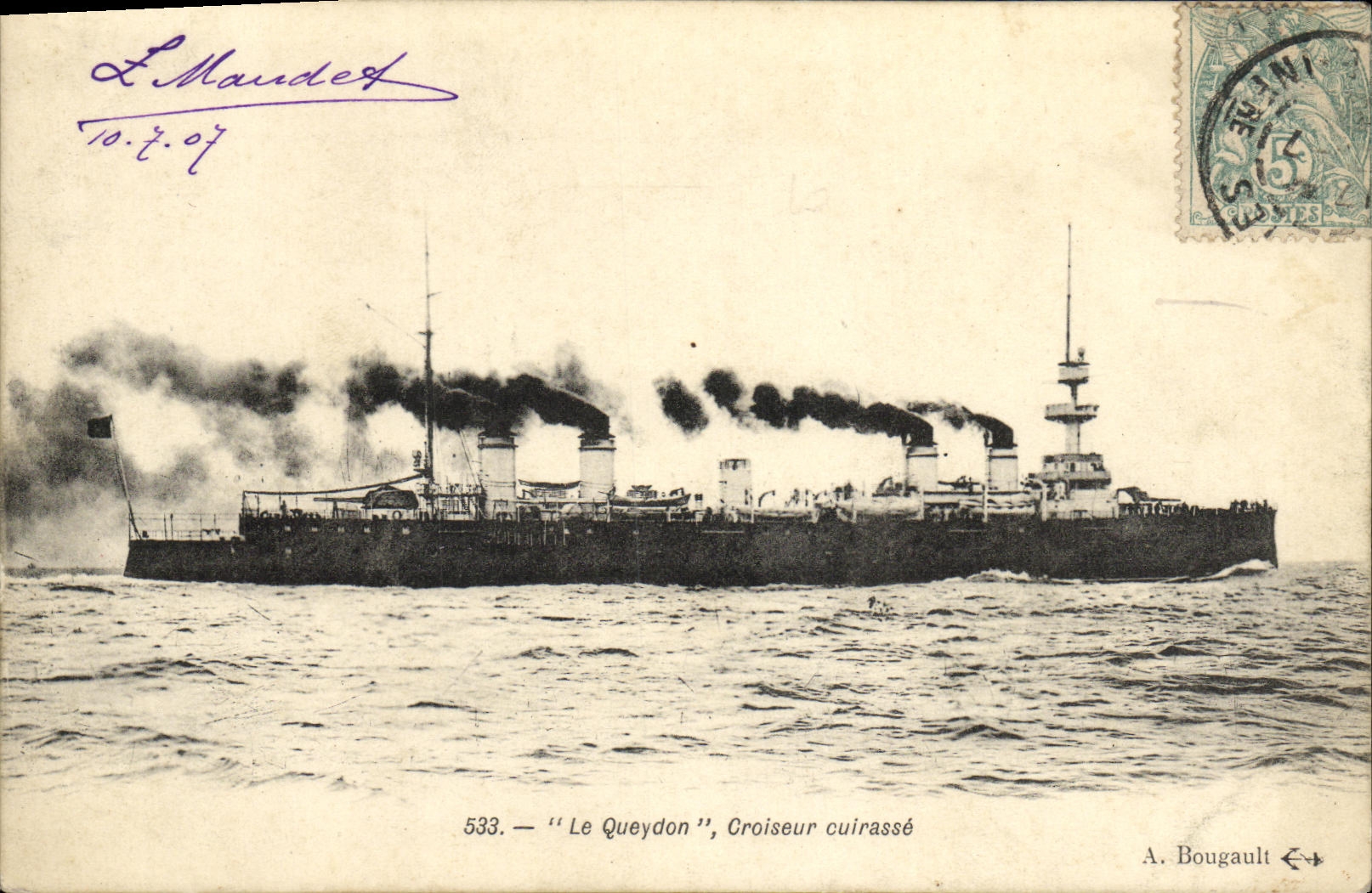 VINTAGE POSTCARD Bateau War Queydn Croiseur armours