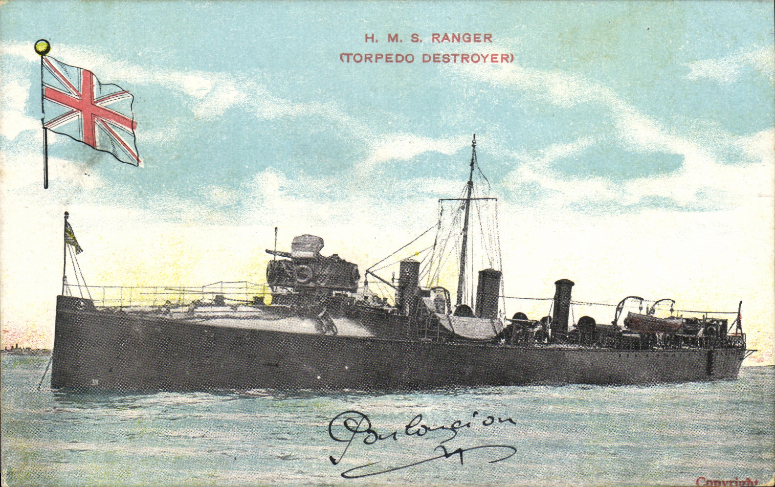 VINTAGE POSTCARD Boat War HMS To arrange Torpedo destroyer