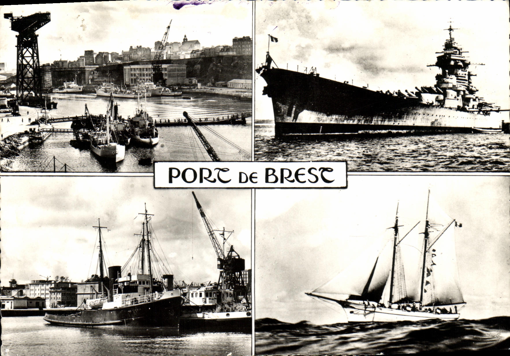 MODERN CARD Boat War Richelieu L arsenal the commercial port the goelette ND D ETel