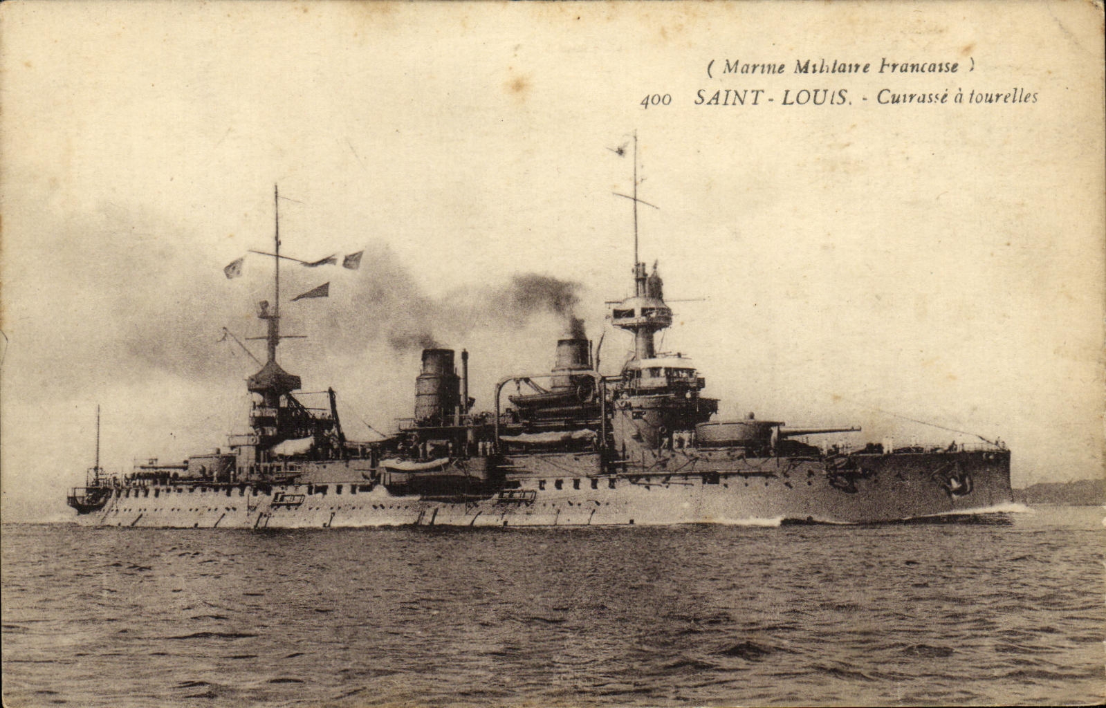 VINTAGE POSTCARD Bateau War Saint Louis Armours has turrets
