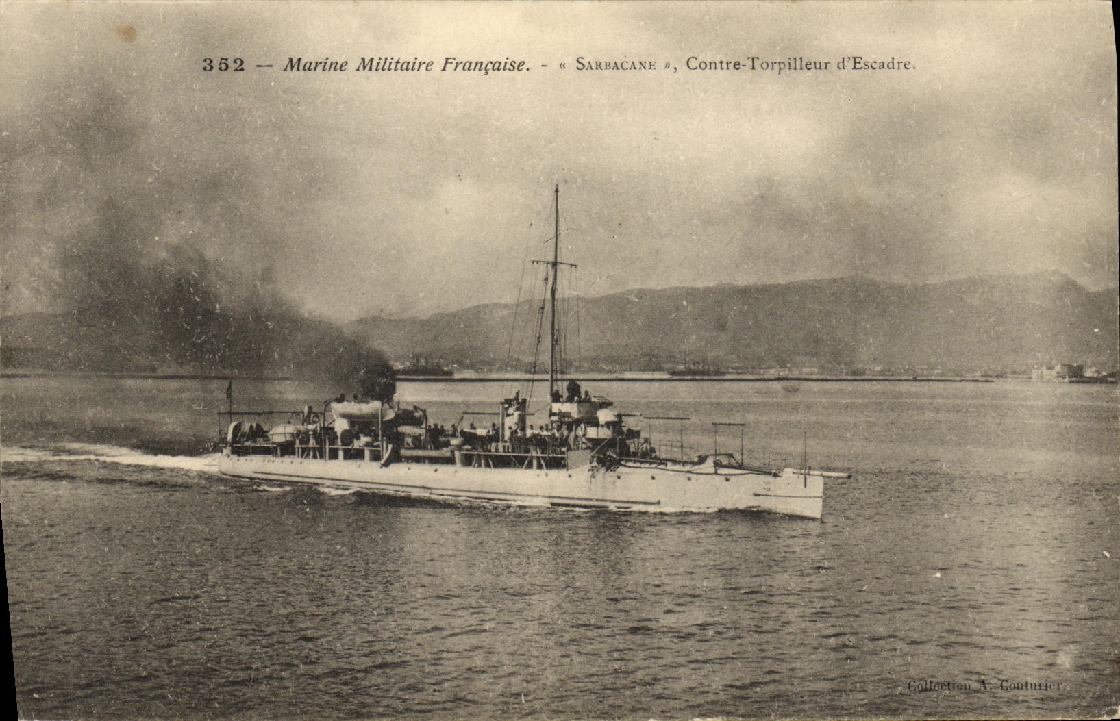 VINTAGE POSTCARD Boat War arbacane Against destroyer D squadron