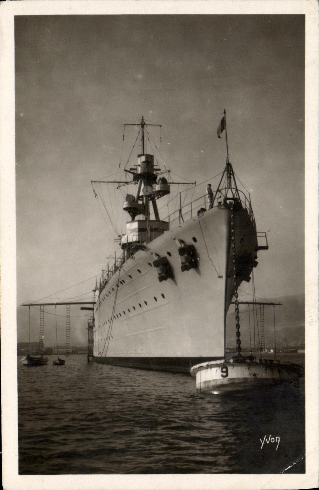 CPSM Boat Toulon War the Suffren cruiser