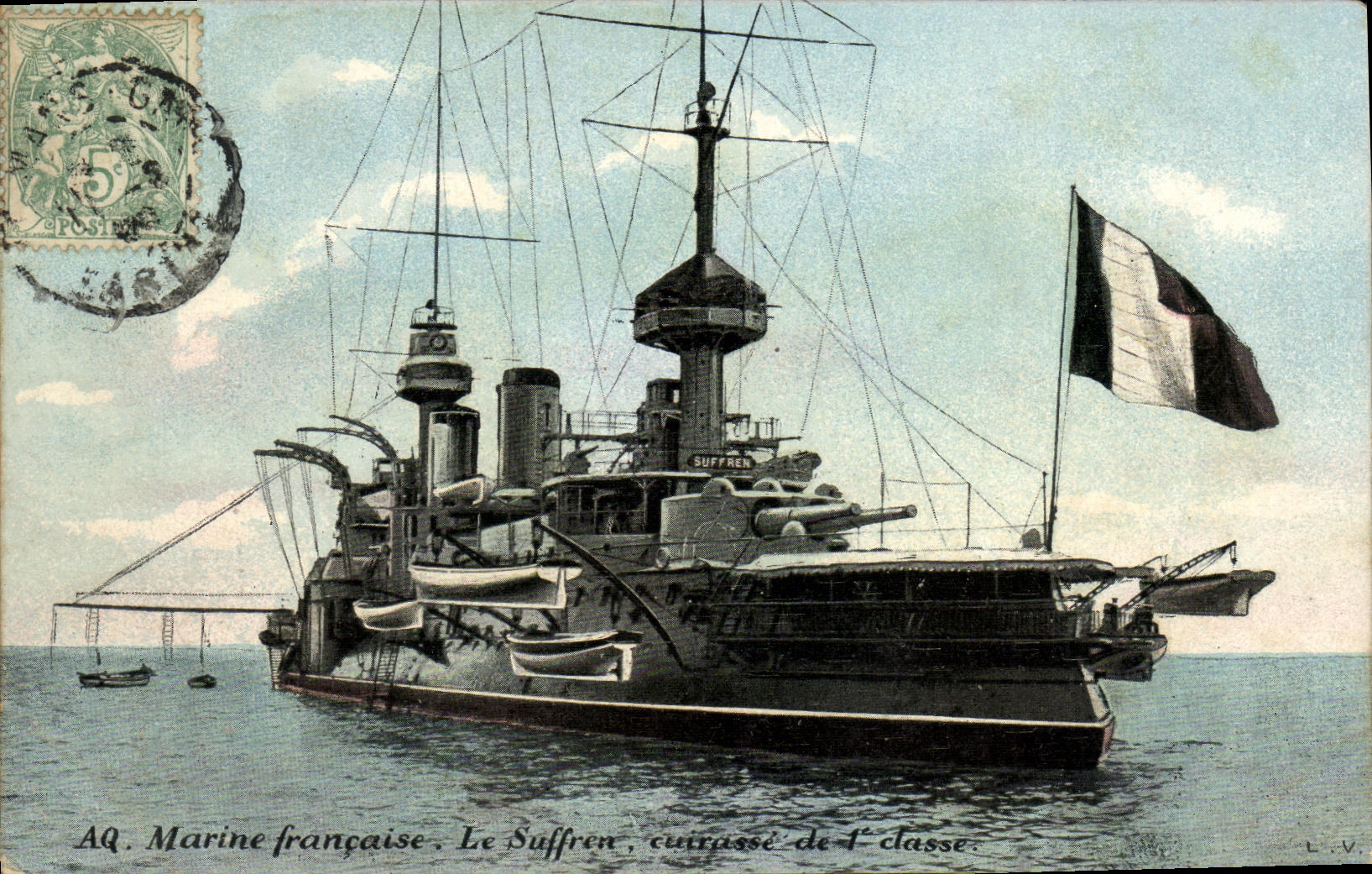 VINTAGE POSTCARD Bateau Suffren War Armours 1st class