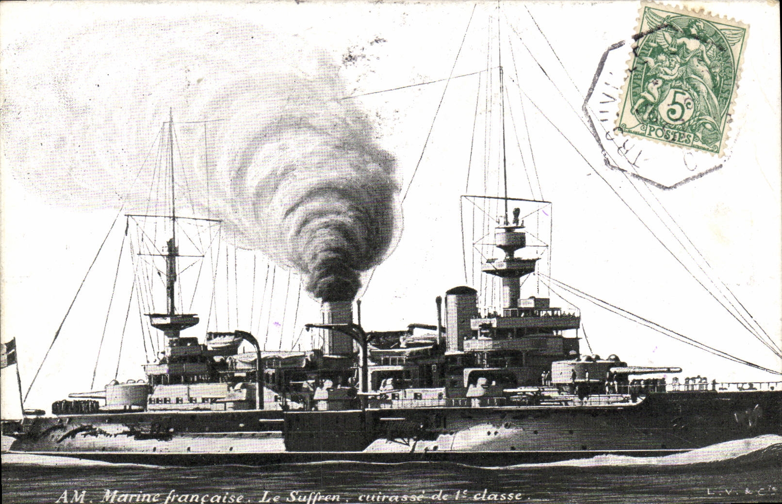 VINTAGE POSTCARD Bateau War Armours 1st Suffren class