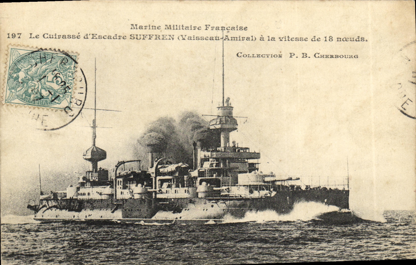 VINTAGE POSTCARD Bateau War Armours D squadron Suffren Vaisseua admiral
