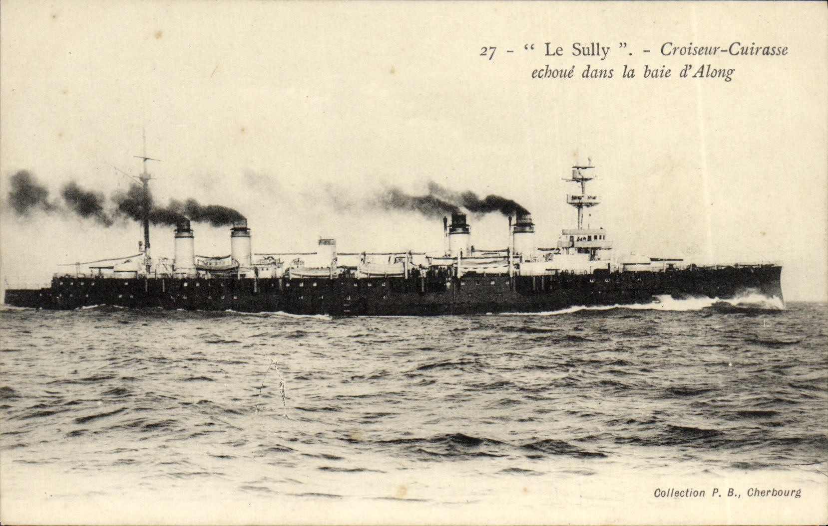 VINTAGE POSTCARD Bateau War Sully Croiseur armor fails in the bay D Along