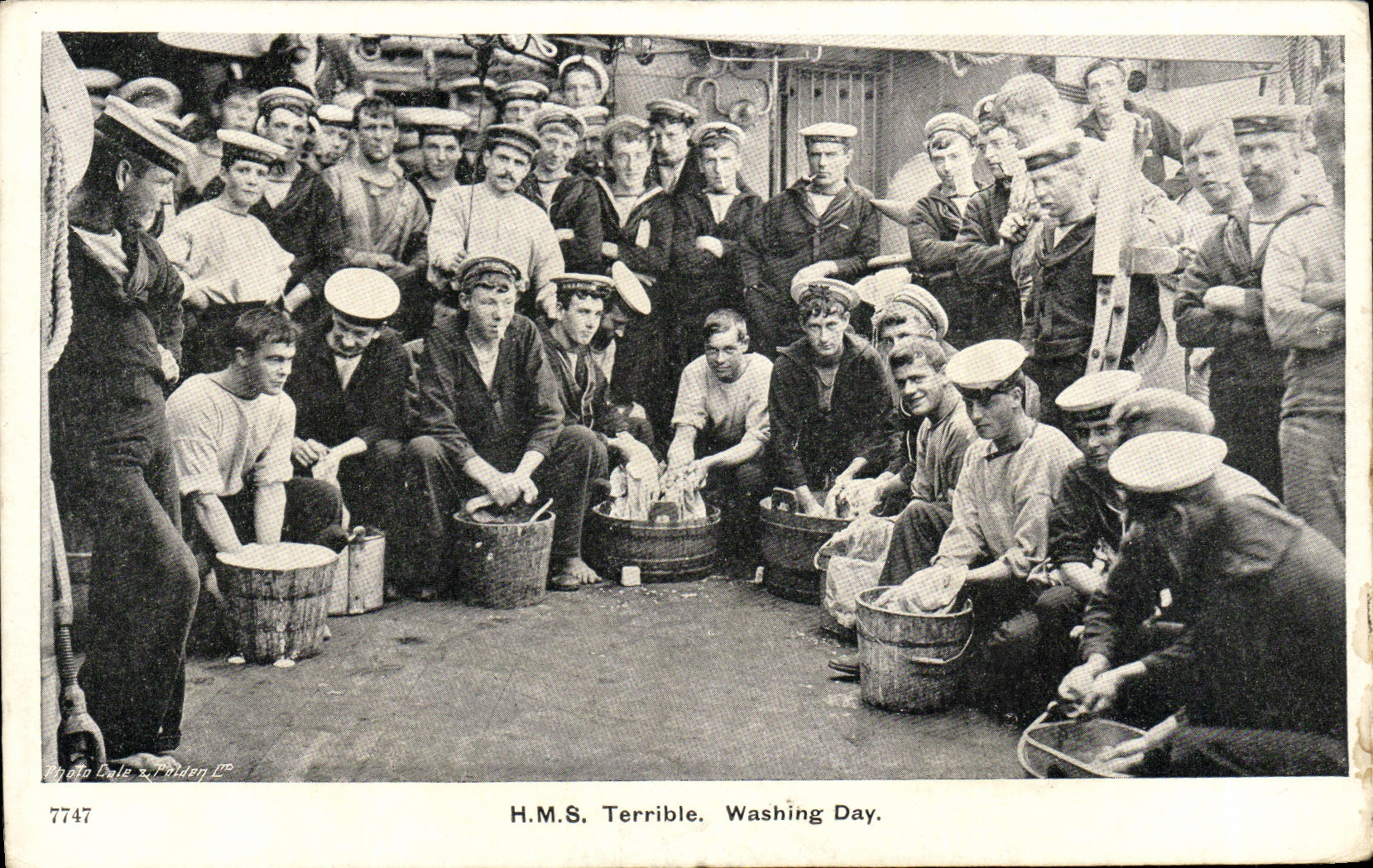 VINTAGE POSTCARD Boat Terrible War HMS Washing day Marine