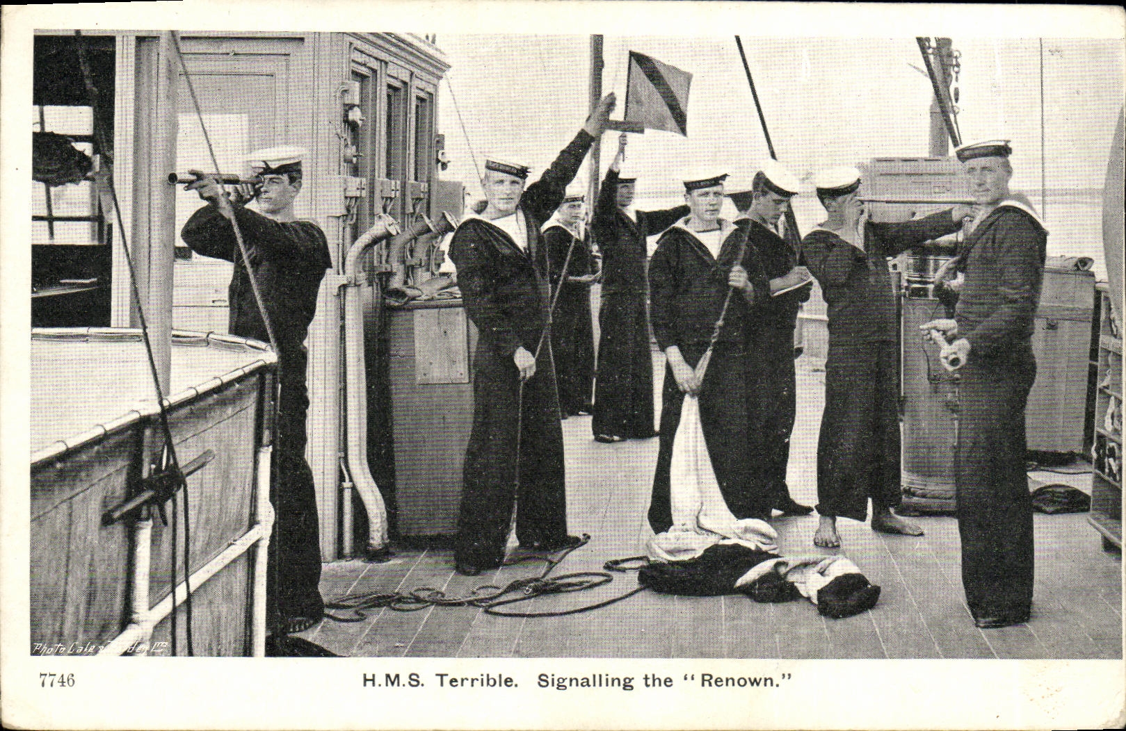 VINTAGE POSTCARD Boat Terrible War HMS Signalling the renown