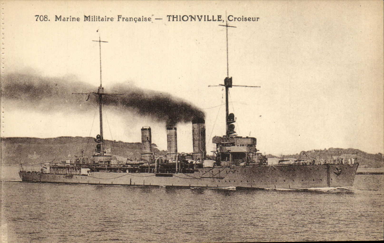 VINTAGE POSTCARD Boat War Thionville Cruiser