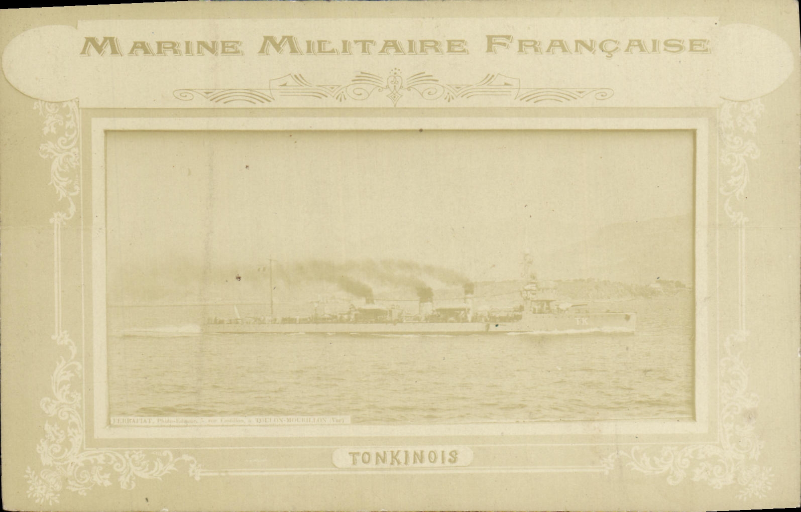 VINTAGE POSTCARD Boat War Tonkinois Tonkin Indo China