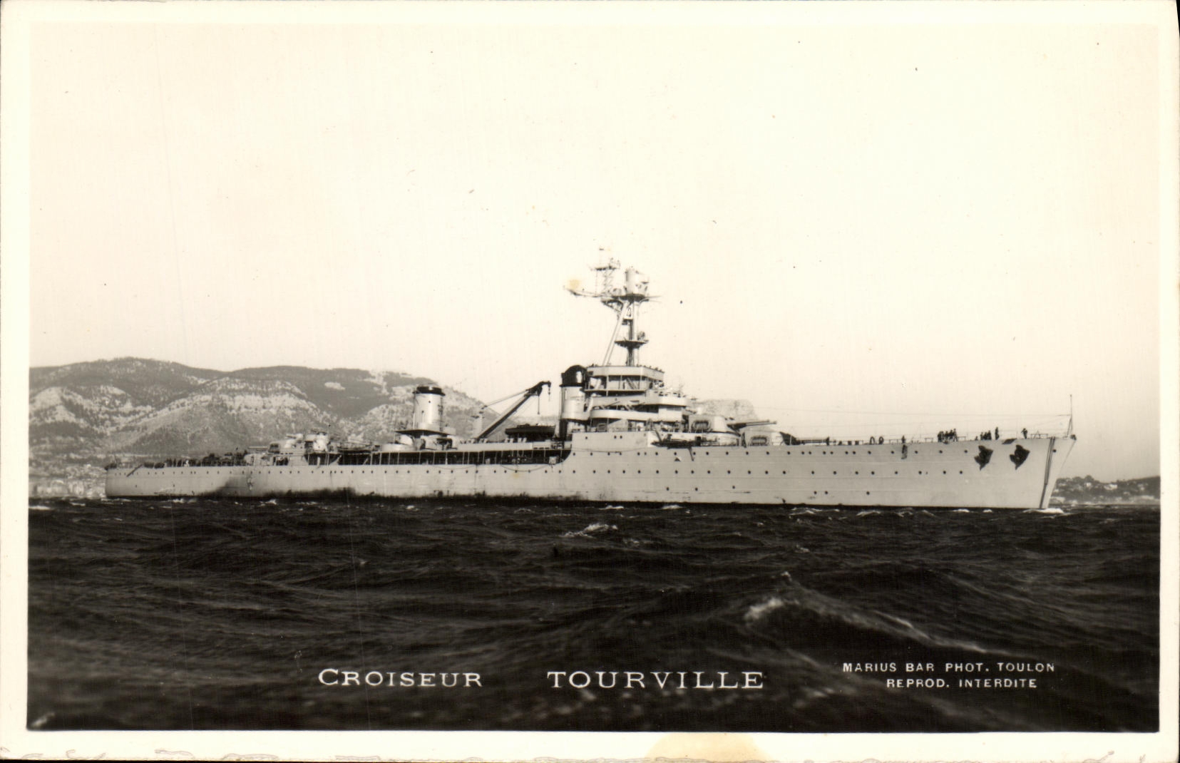 VINTAGE POSTCARD Boat War Tourville Cruiser