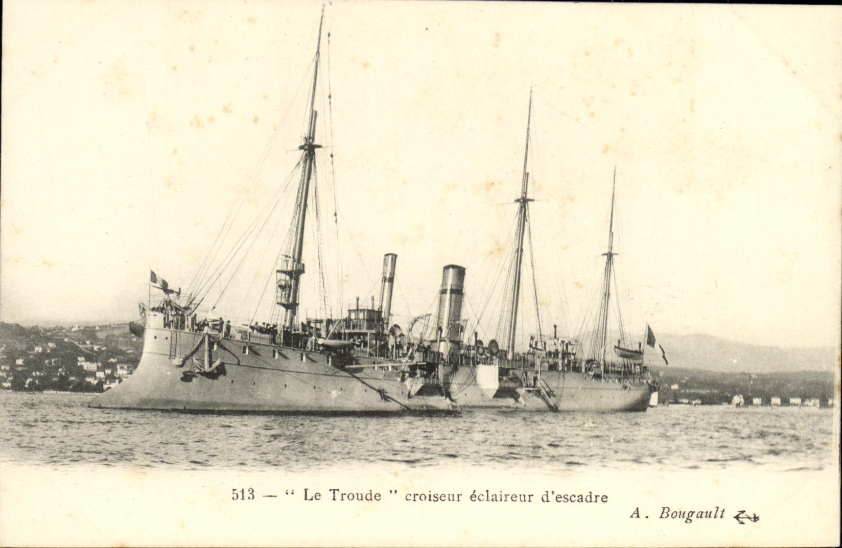 VINTAGE POSTCARD Boat War Troude cruiser scout D squadron