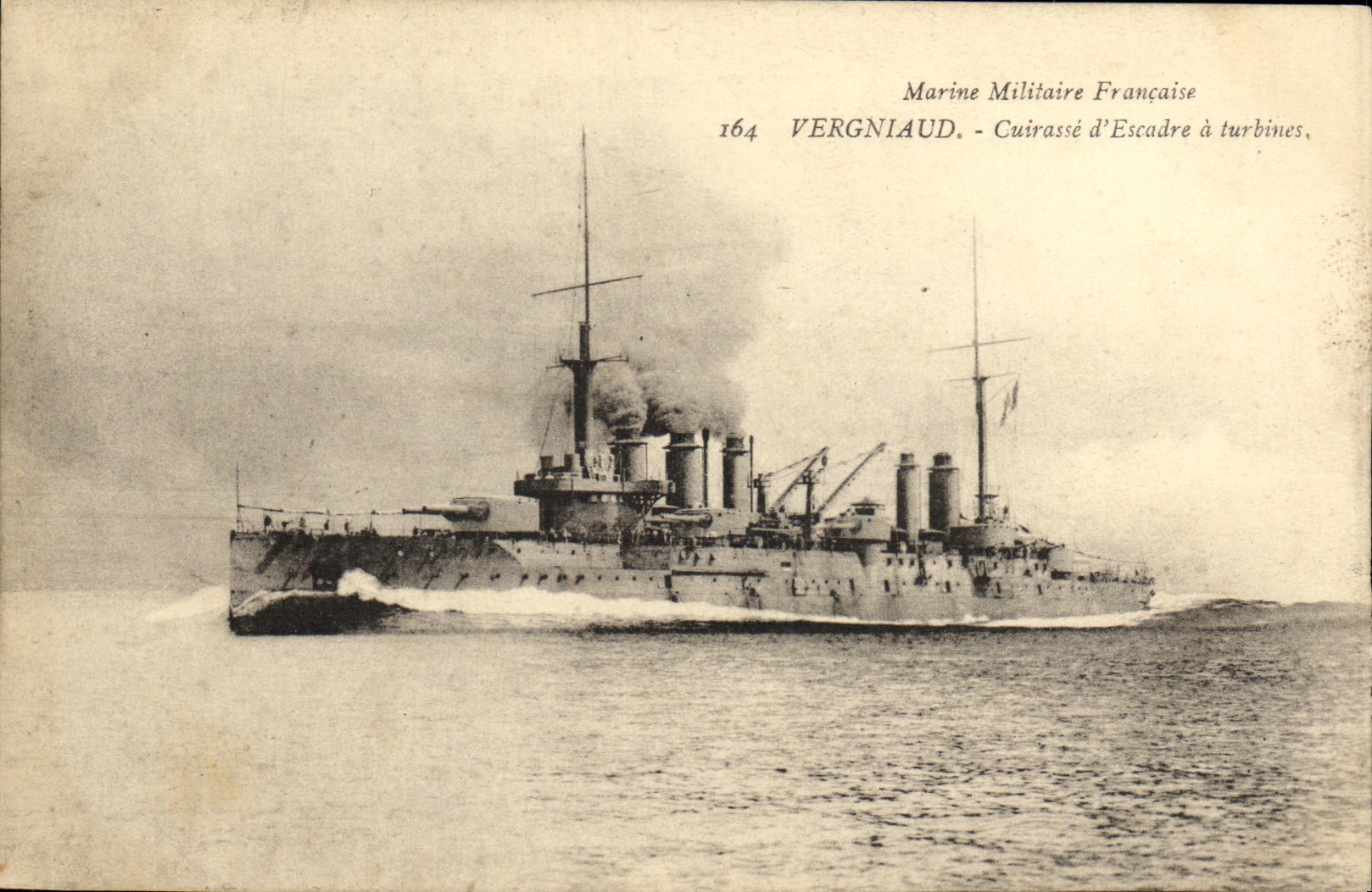 VINTAGE POSTCARD Bateau War Vergniaud Cuirasse D squadron has turbines