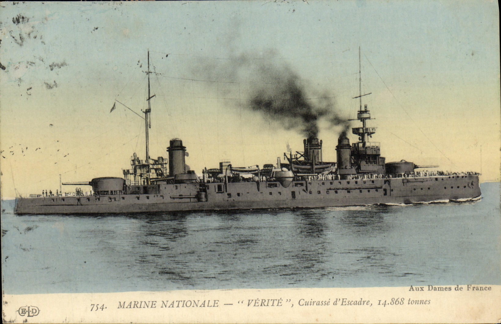 VINTAGE POSTCARD Bateau War Armours Truth Armours D squadron