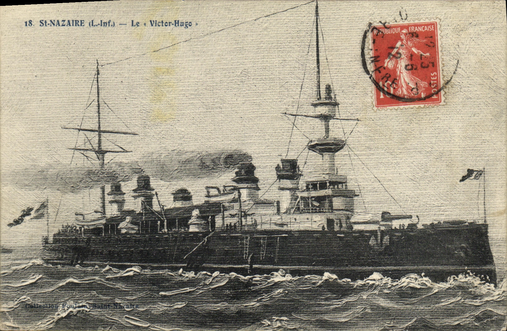 VINTAGE POSTCARD Boat War St Nazaire the Victor Hugo