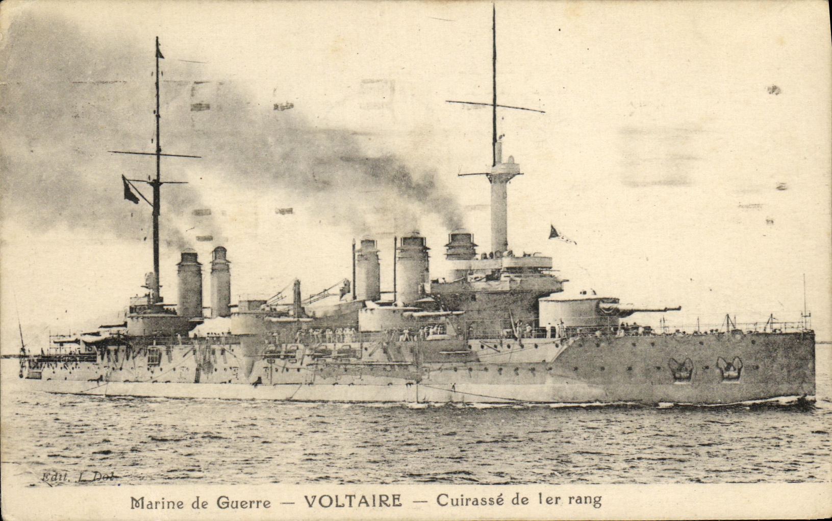 VINTAGE POSTCARD Bateau Voltaire War Armours 1st rank
