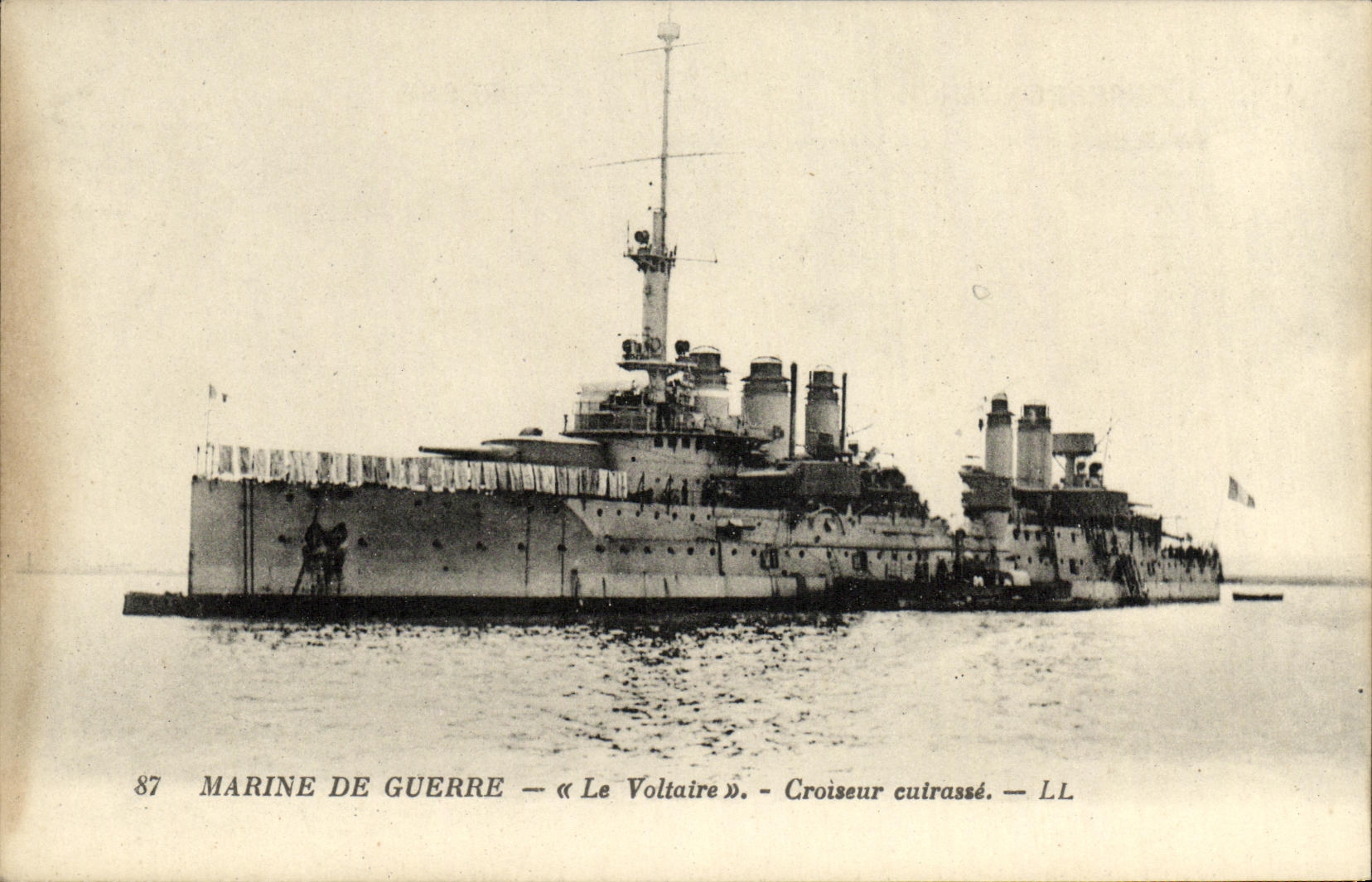 VINTAGE POSTCARD Bateau War Dreadnoughts Voltaire Croiseur Armours