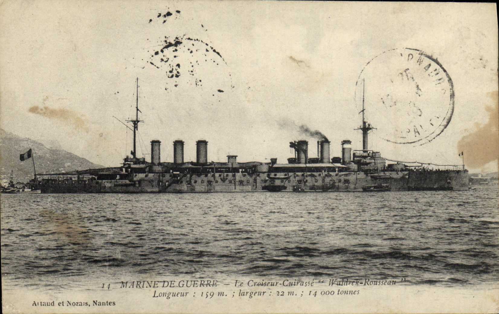 VINTAGE POSTCARD Bateau War the cruiser Armours Waldeck Rousseau