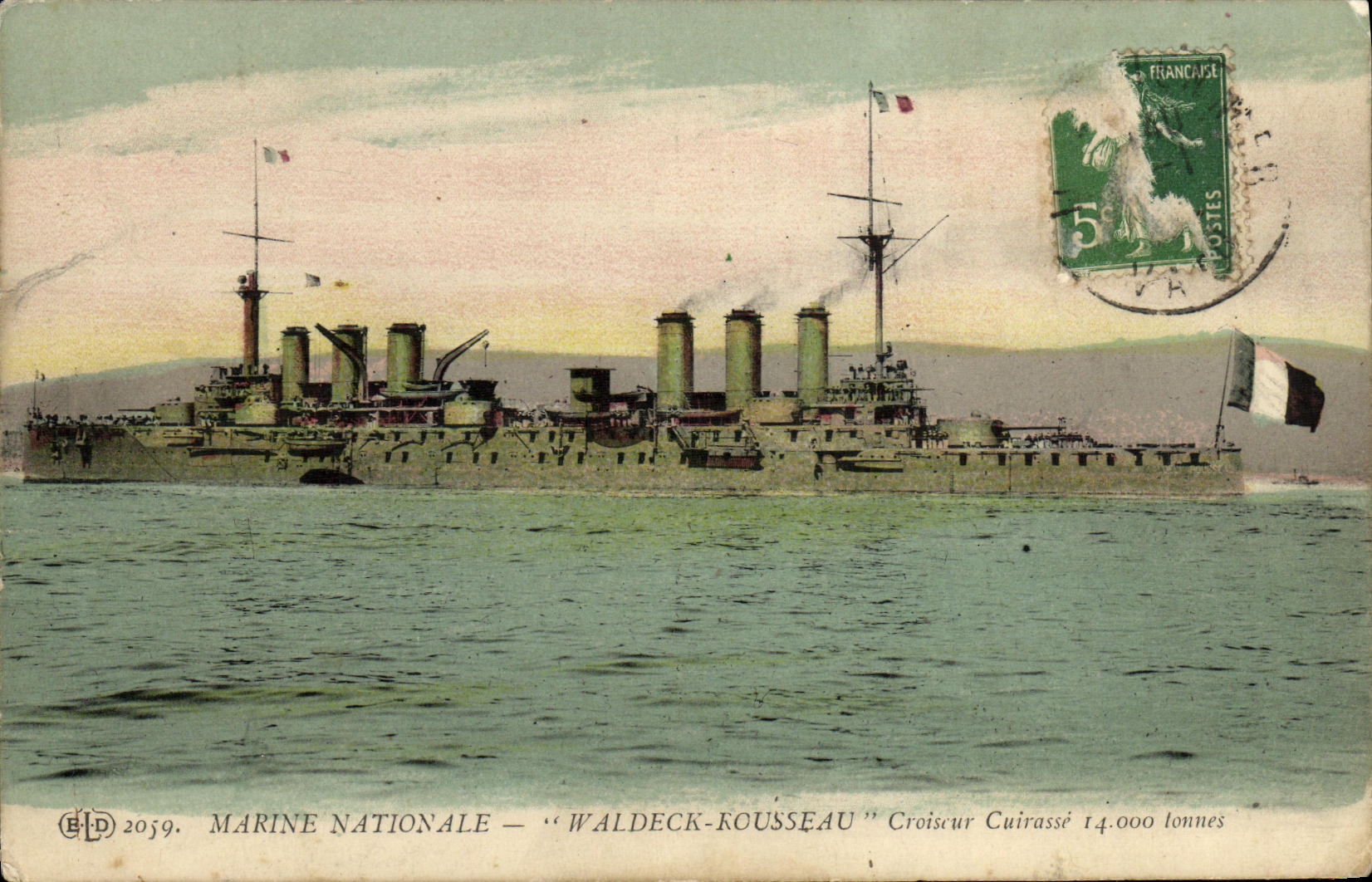 VINTAGE POSTCARD Bateau War Waldeck Rousseau Croiseur Armours