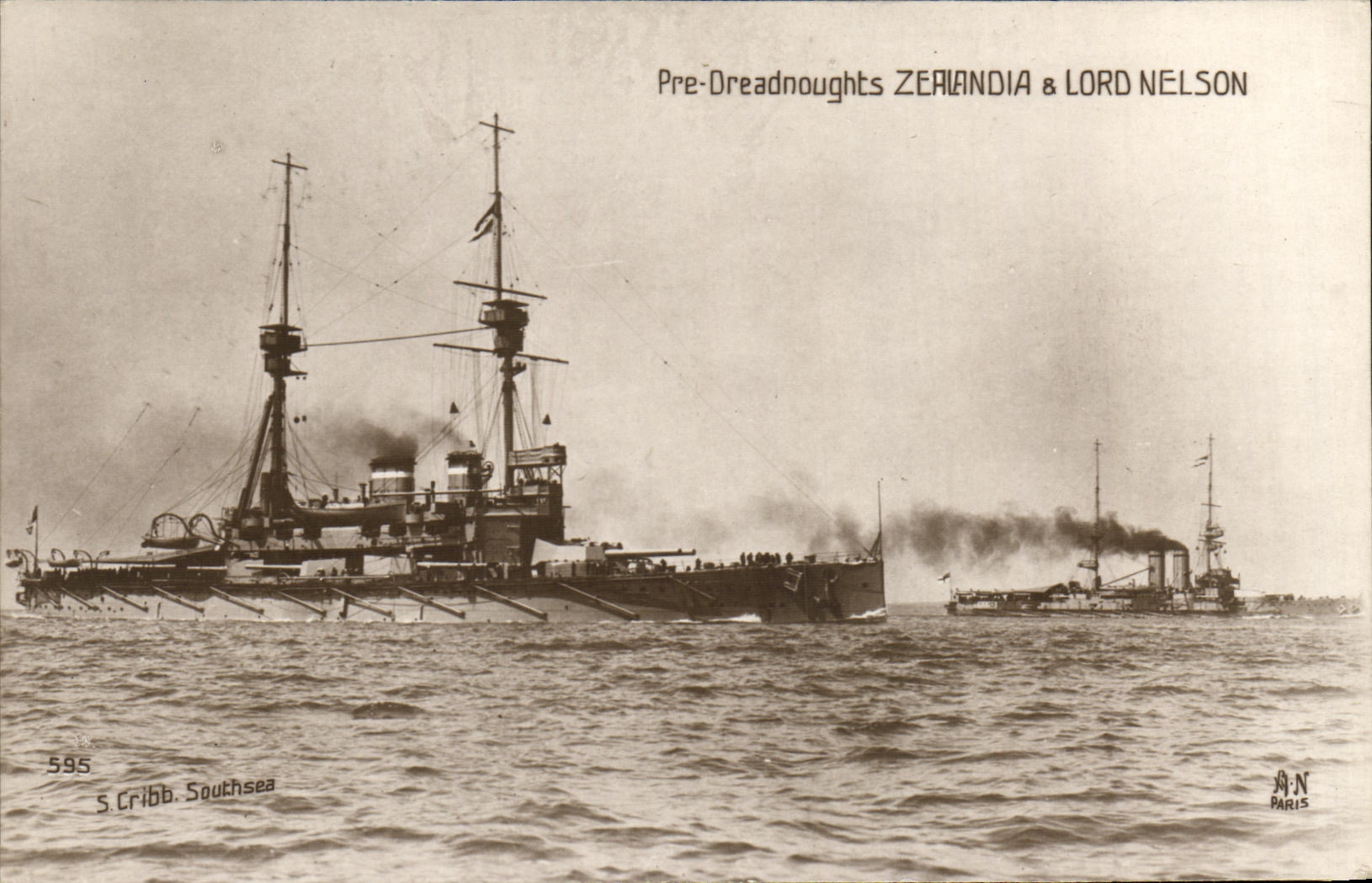 VINTAGE POSTCARD Boat War Pre Dreadnoughts Zealandia Lord Nelson