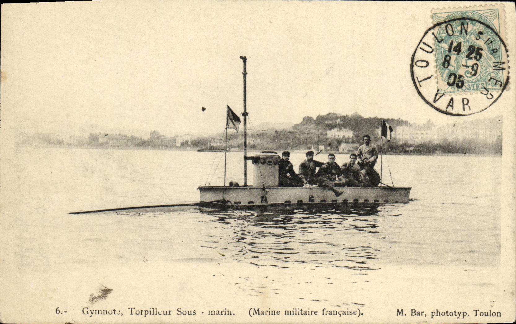 VINTAGE POSTCARD Boat War Gmnote Toprilleur submarine