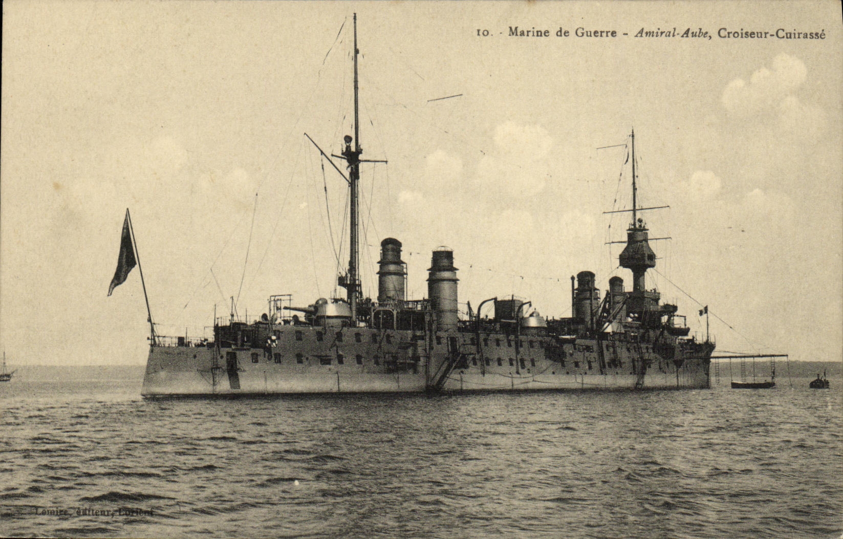 VINTAGE POSTCARD Bateau War Admiral Aube Cruiser Armours