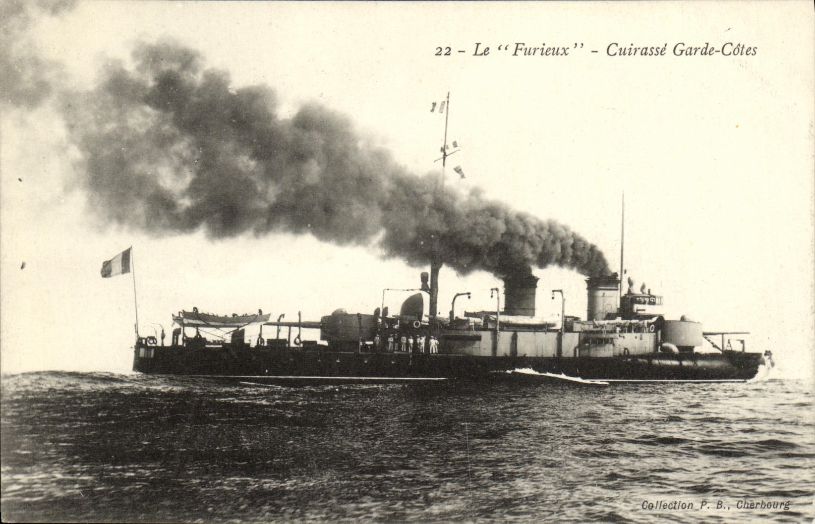 VINTAGE POSTCARD Bateau War the furious one Armours guard dimensions