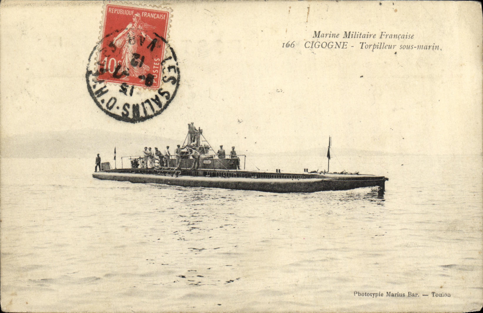 VINTAGE POSTCARD Boat War Submarine Sinkable Destroyer Stork