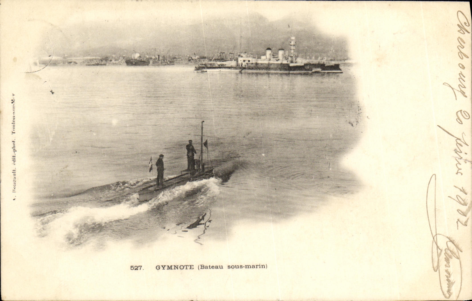 VINTAGE POSTCARD Boat War Gymnote Boat submarine