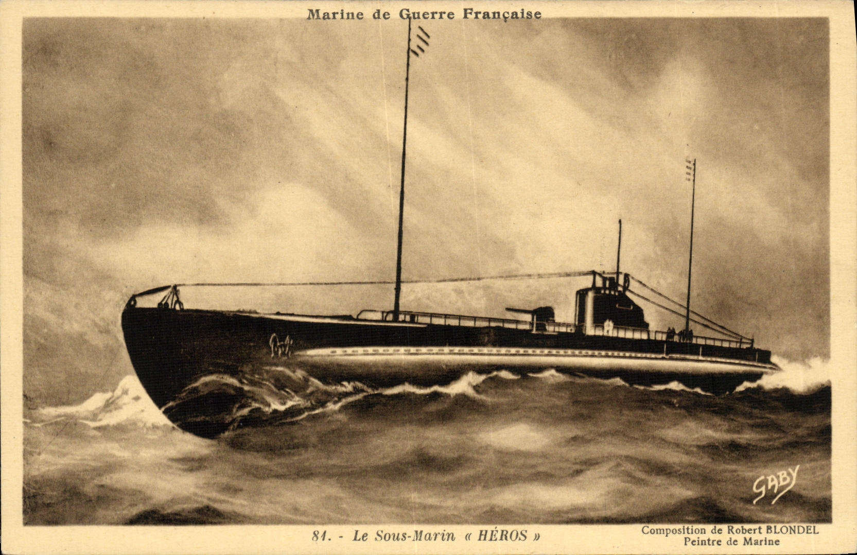 VINTAGE POSTCARD Boat War Hero Submarine