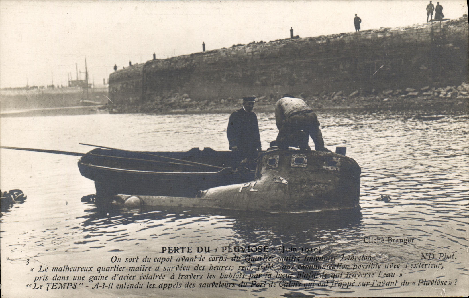 VINTAGE POSTCARD Boat War Loss of Pluviose