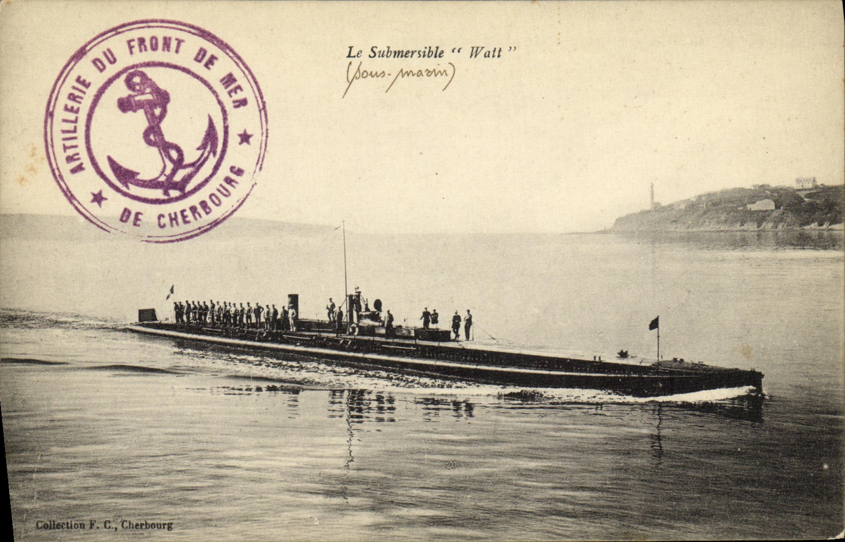 VINTAGE POSTCARD Boat War Submarine Watt Submarine
