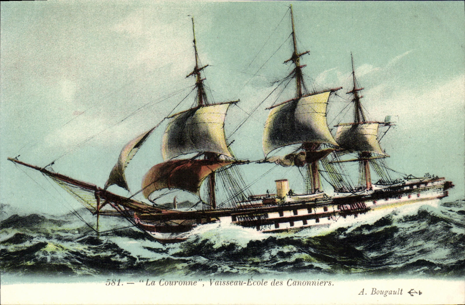 CPA Bateau La Couronne Vaisseau ecole des canonniers