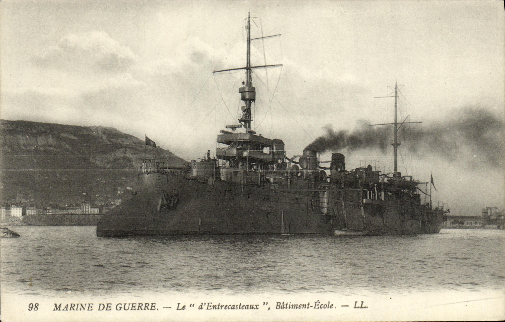 VINTAGE POSTCARD Boat War D Entrecasteaux Building School