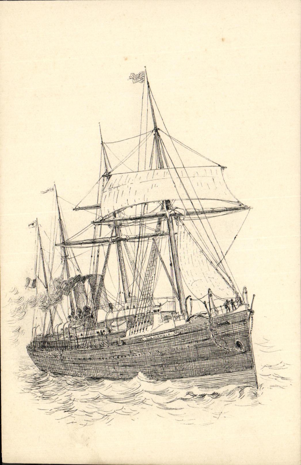 VINTAGE POSTCARD Boat War Sailing ship