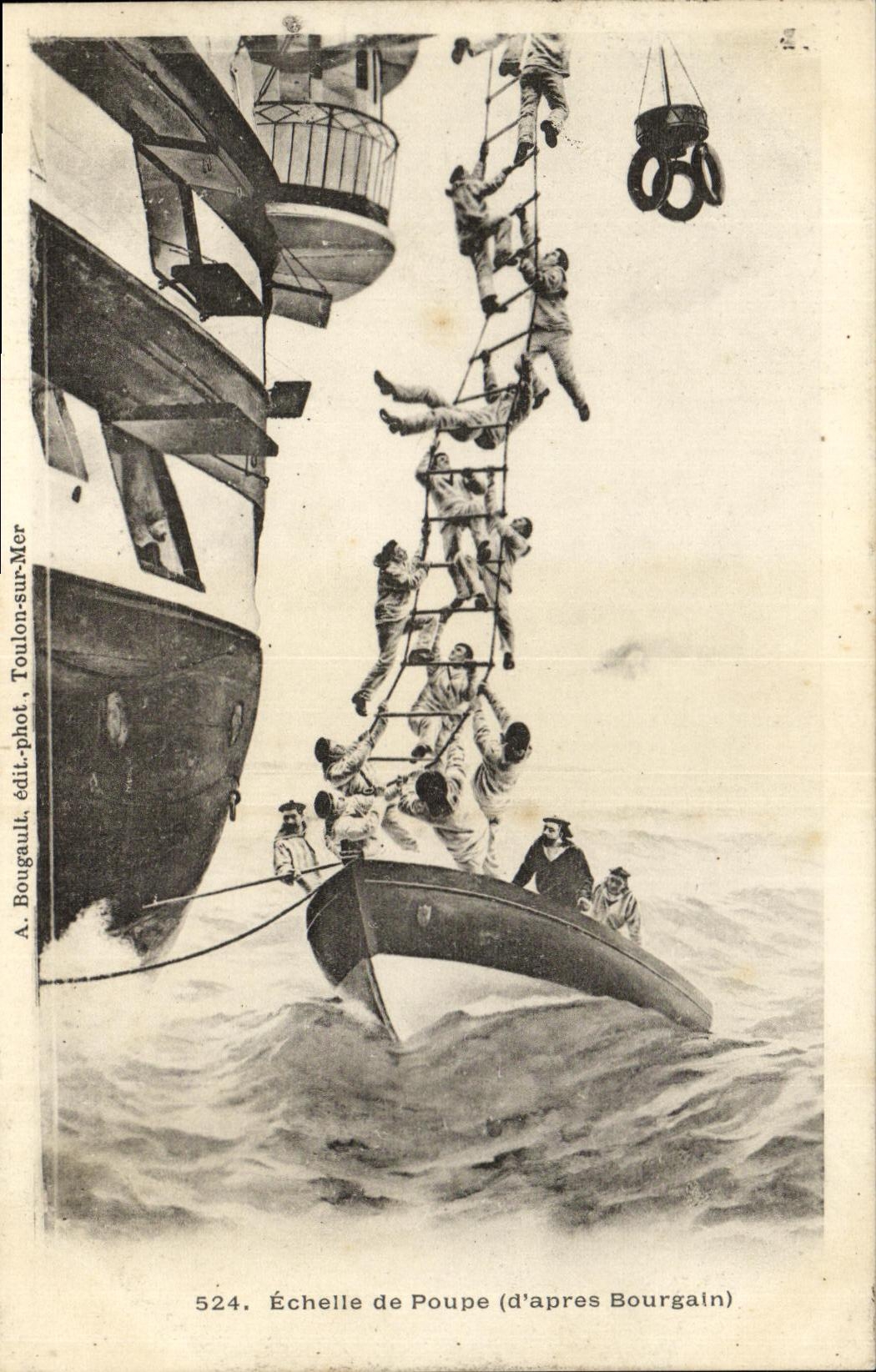 CPA Bateau Guerre Echelle de Poupe d apres Bourgain