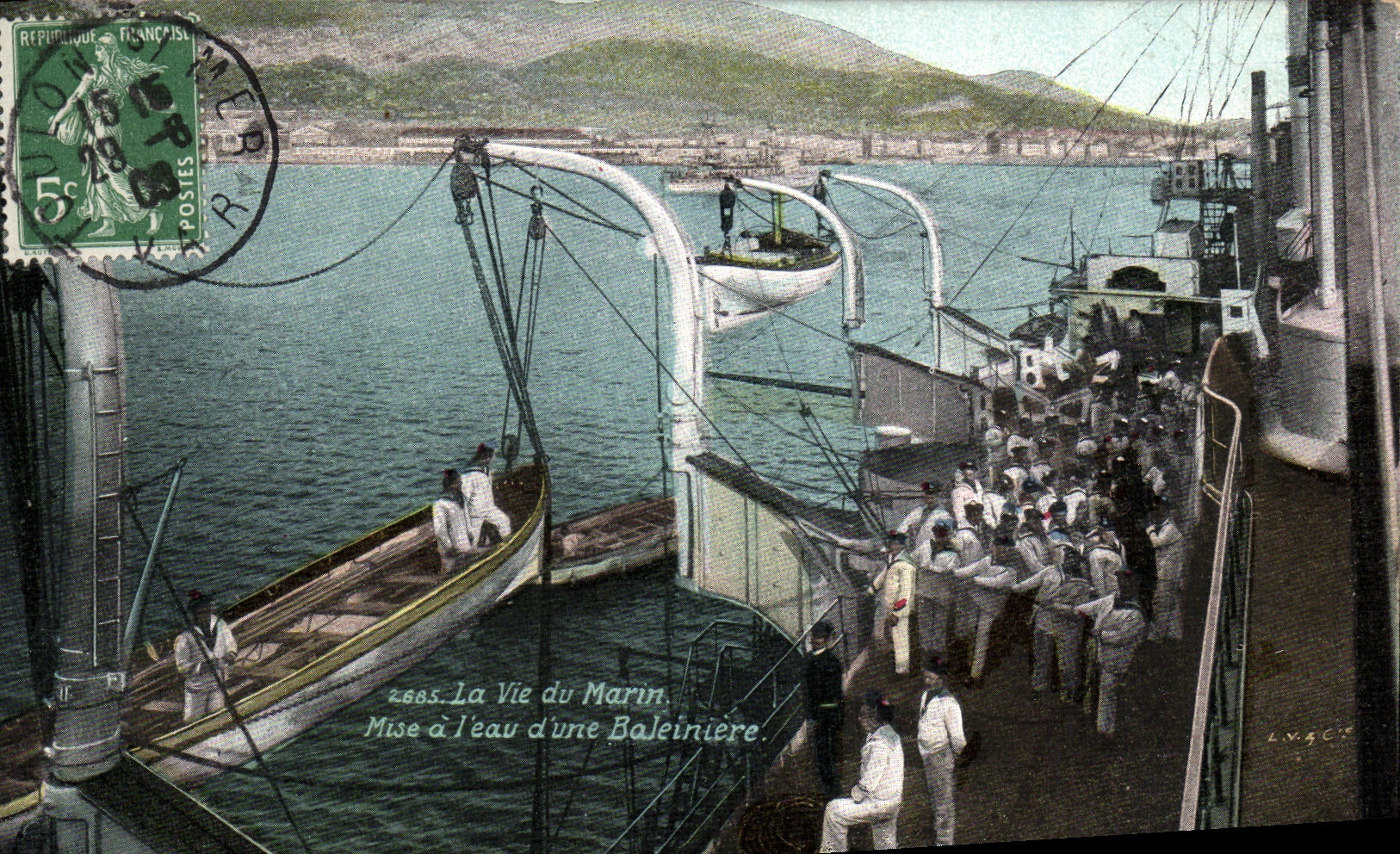 VINTAGE POSTCARD Bateau the life of amrin Mise has L water D a Baleine whale boat