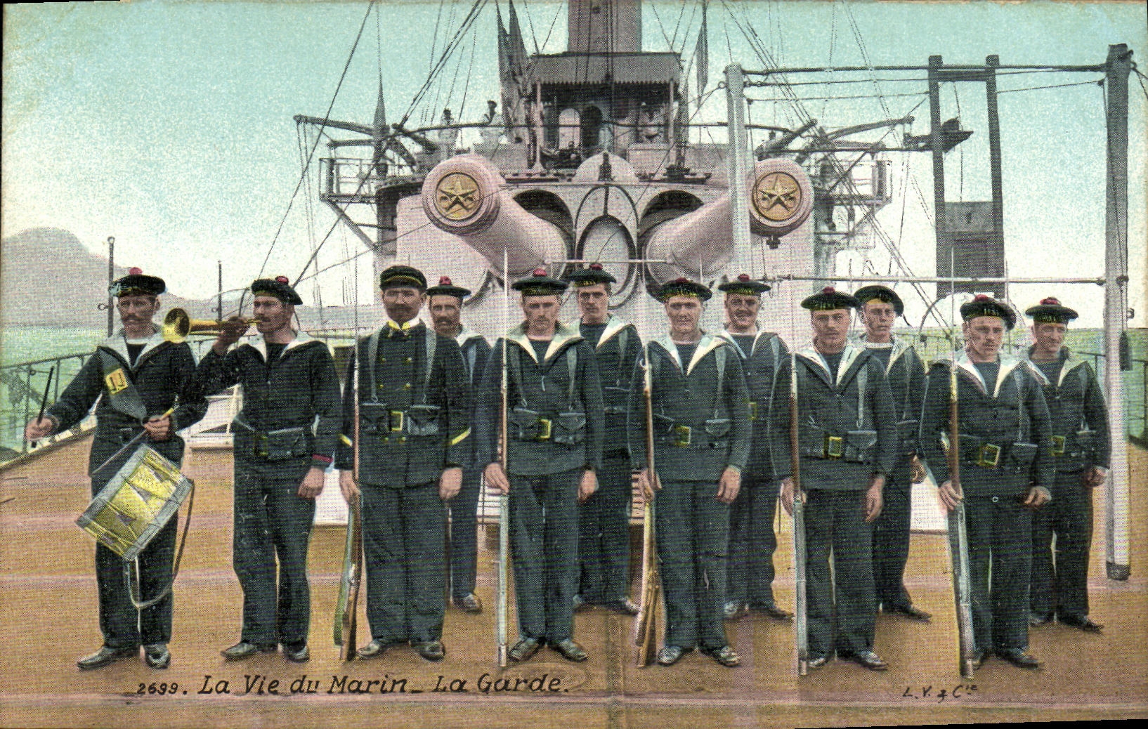 Vida del barco de la POSTAL de la VENDIMIA del marinero los marineros del protector