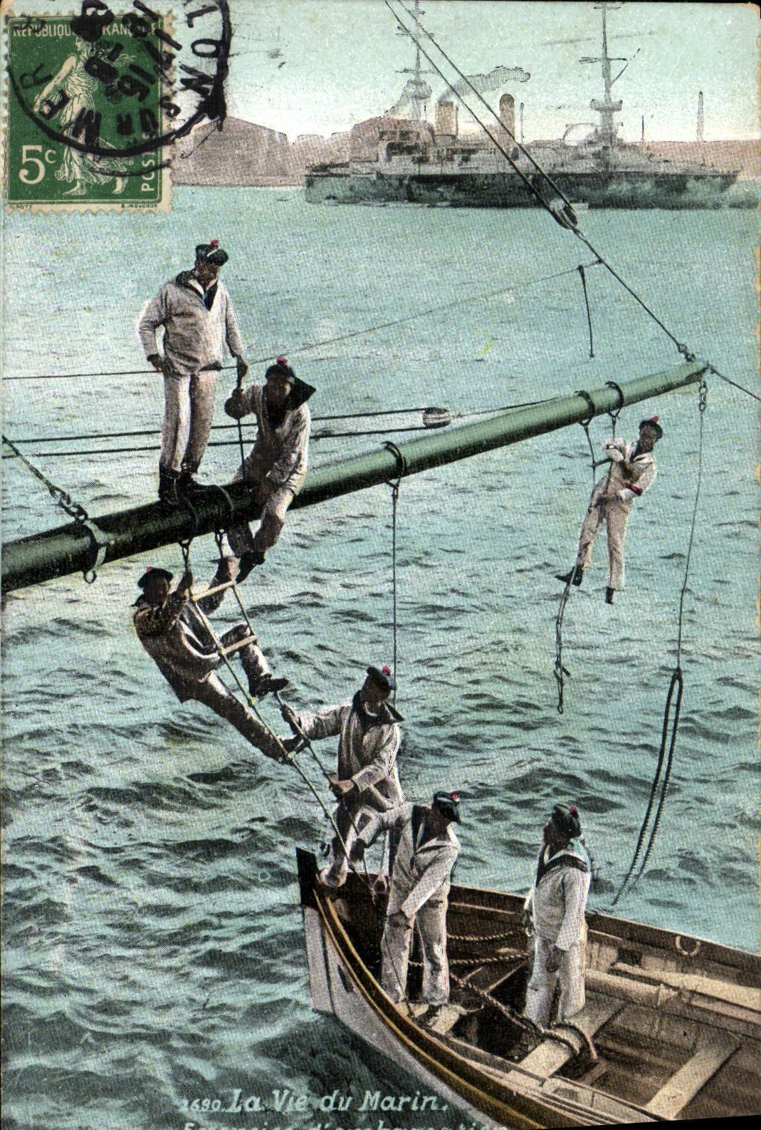 VINTAGE POSTCARD Boat life of the sailor Exercise D boat