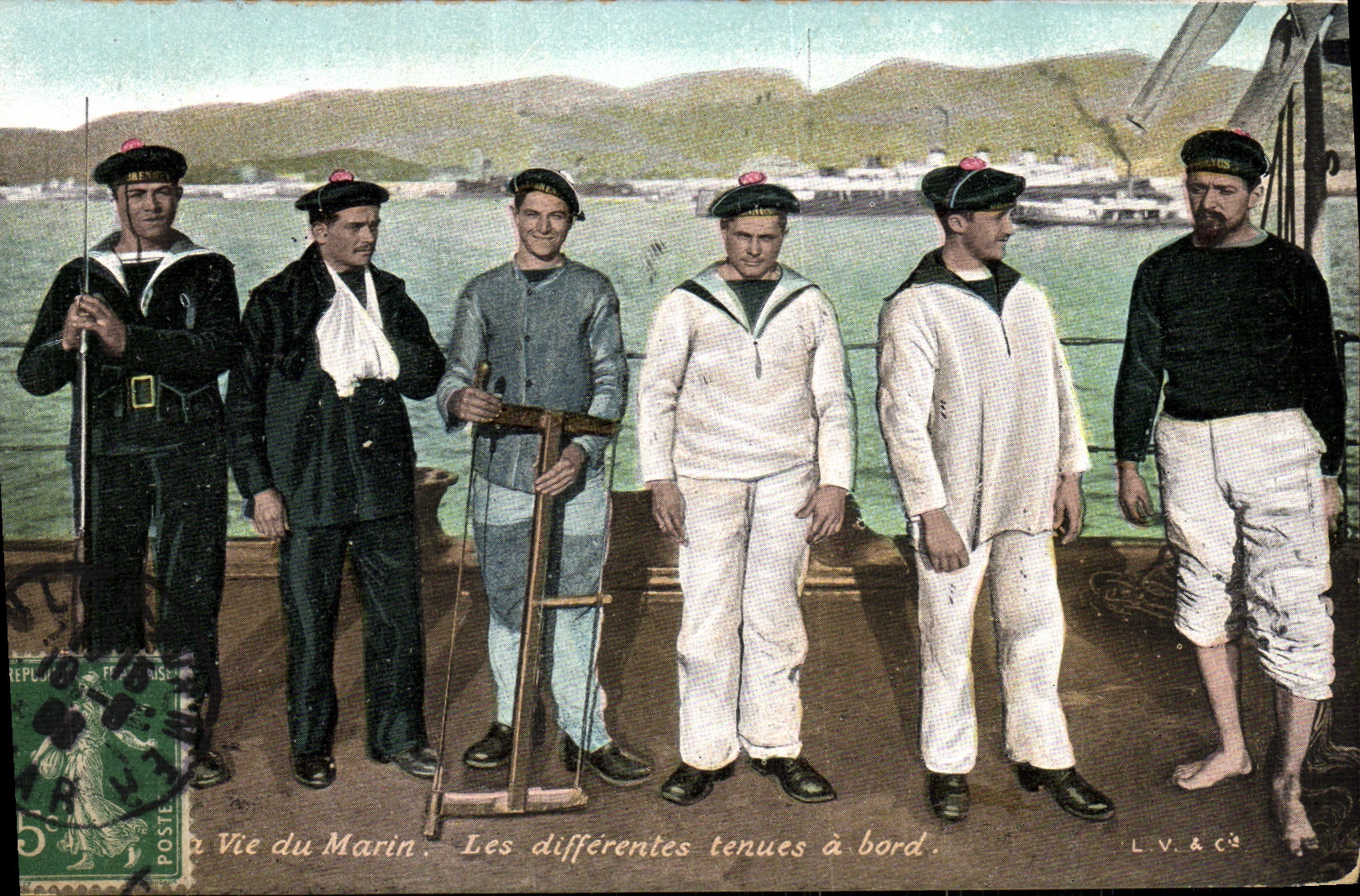 El barco de la POSTAL de la VENDIMIA la vida del marinero los varios comportamientos tiene borde